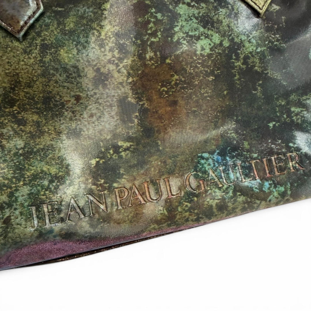 Excellent JEAN-PAUL GAULTIER Handbag Logo design V-Cyber Green system Women