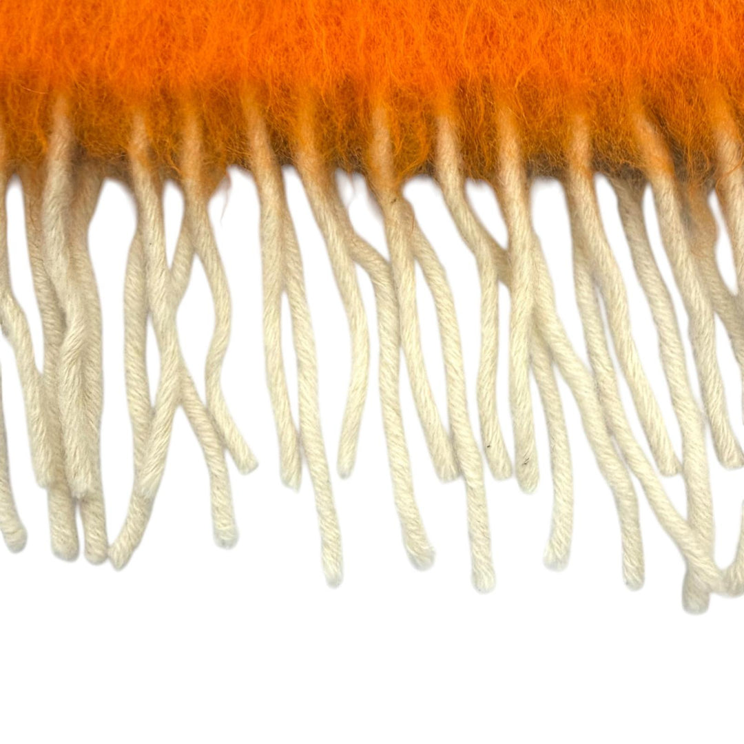 Great LOEWE Scarf Anagram Leather Patch Border Fringe Multi mohair Women