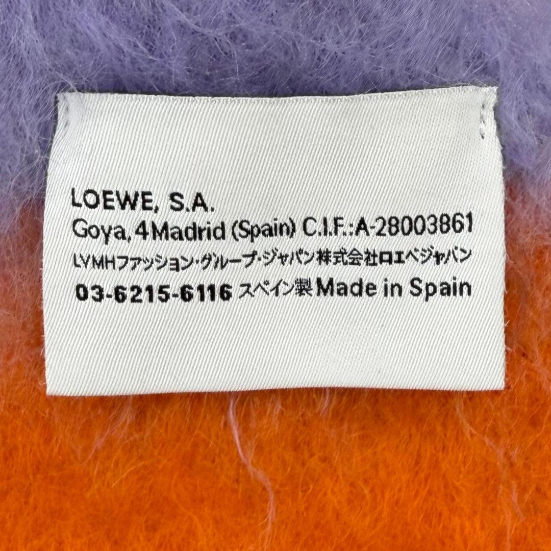 Great LOEWE Scarf Anagram Leather Patch Border Fringe Multi mohair Women
