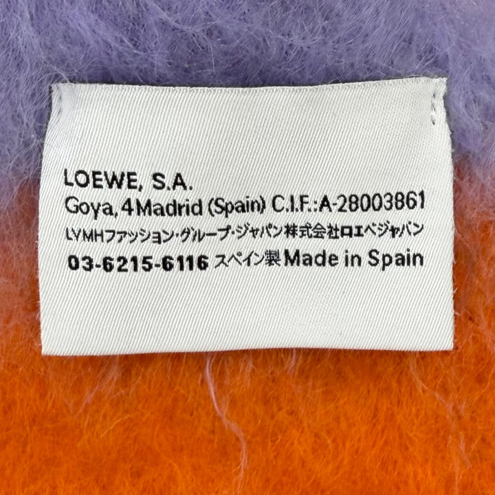 Great LOEWE Scarf Anagram Leather Patch Border Fringe Multi mohair Women