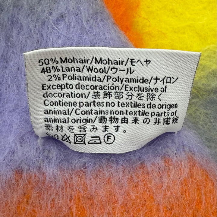Great LOEWE Scarf Anagram Leather Patch Border Fringe Multi mohair Women