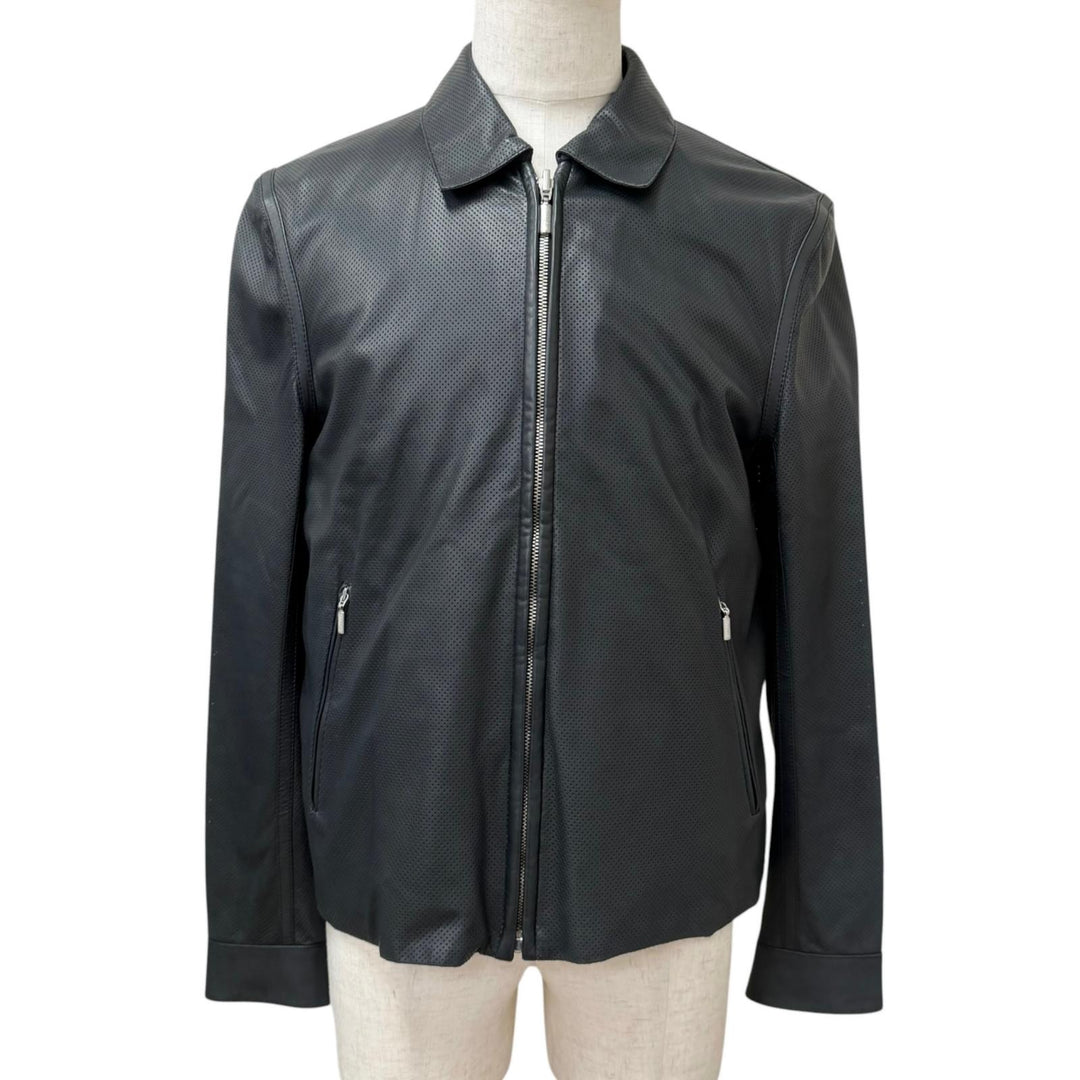 Great Brioni leather jacket Reversible Blouson Jacket Charcoal gray