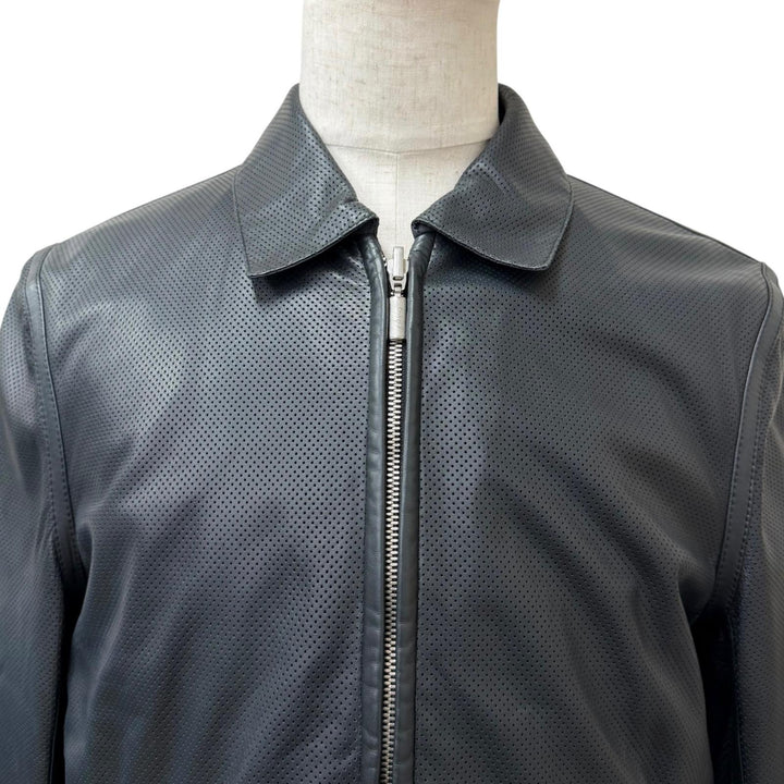 Great Brioni leather jacket Reversible Blouson Jacket Charcoal gray