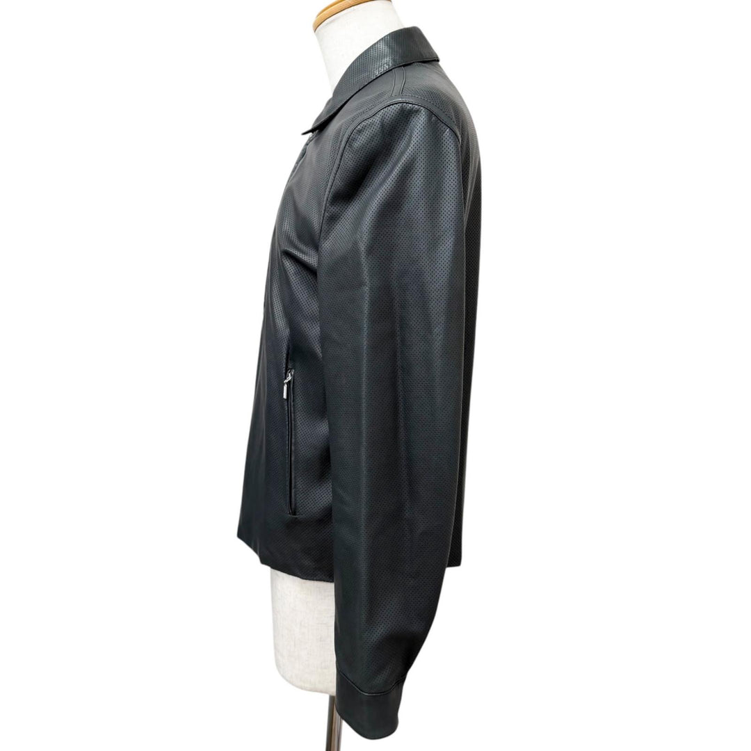 Great Brioni leather jacket Reversible Blouson Jacket Charcoal gray