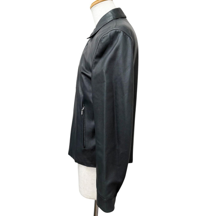 Great Brioni leather jacket Reversible Blouson Jacket Charcoal gray
