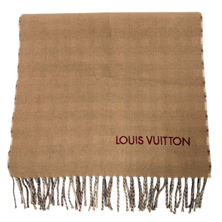 Great LOUIS VUITTON Scarf Echarpe Monogram Gradient Tartan Brown cashmere M79199