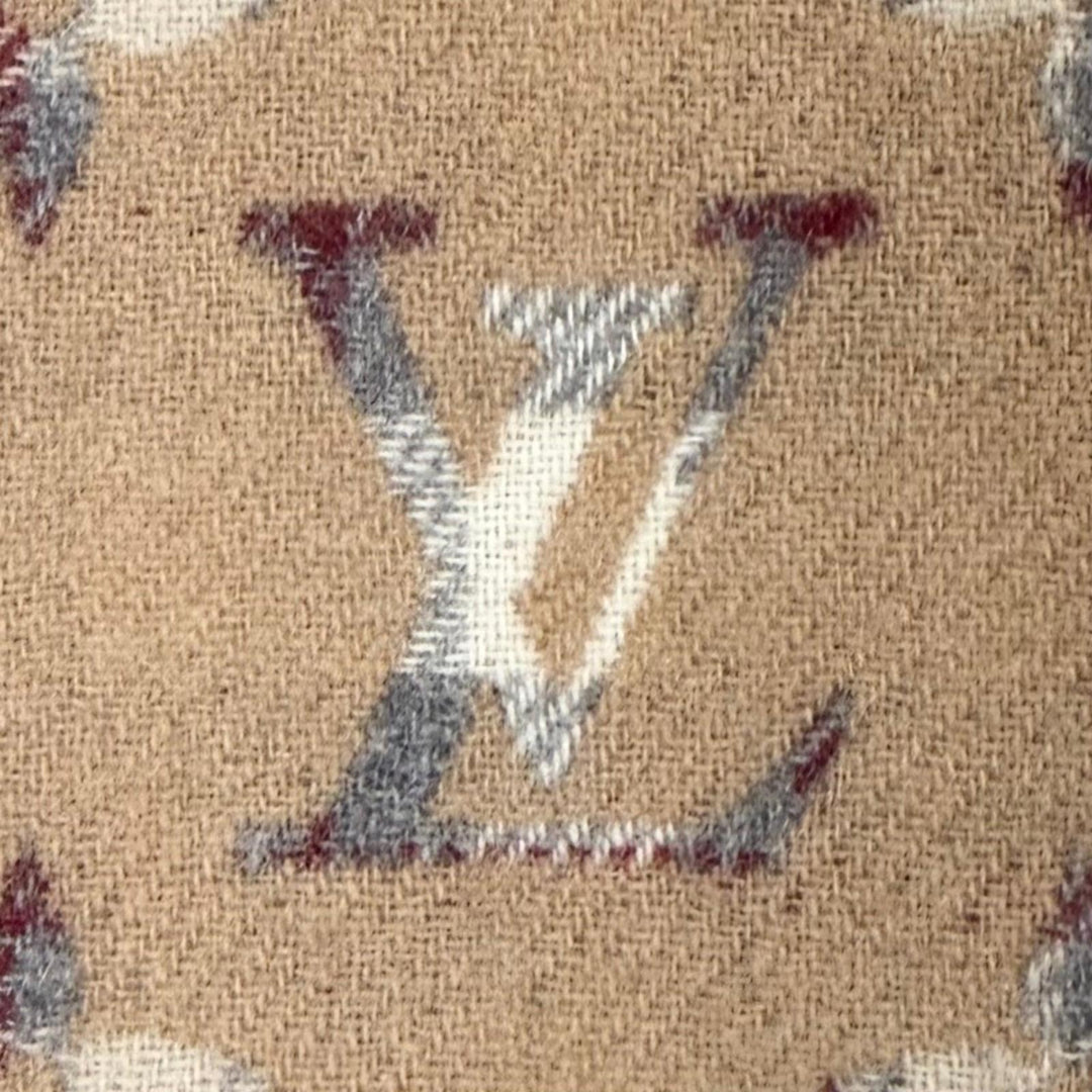 Great LOUIS VUITTON Scarf Echarpe Monogram Gradient Tartan Brown cashmere M79199
