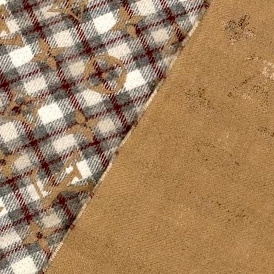 Great LOUIS VUITTON Scarf Echarpe Monogram Gradient Tartan Brown cashmere M79199