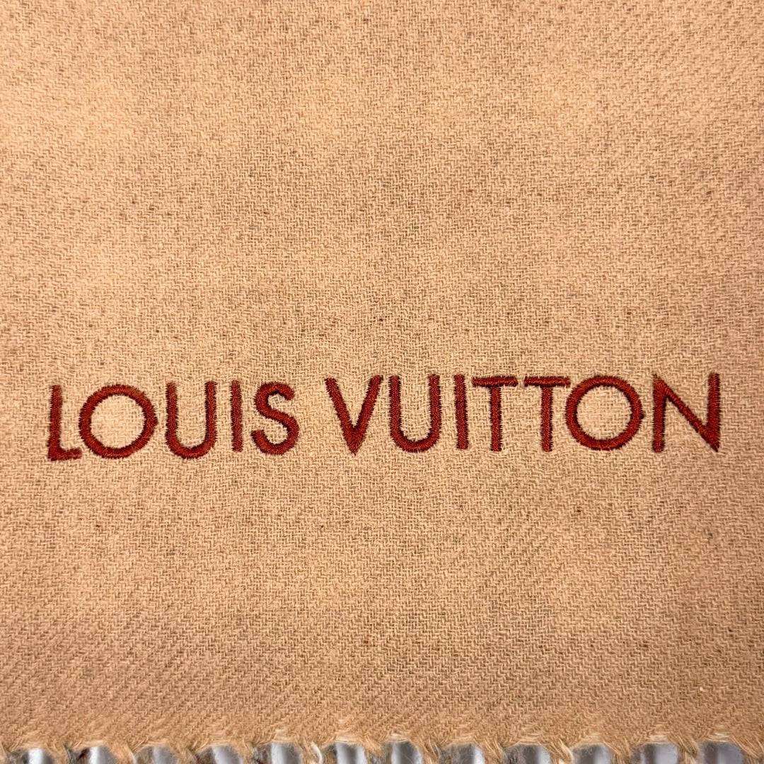 Great LOUIS VUITTON Scarf Echarpe Monogram Gradient Tartan Brown cashmere M79199