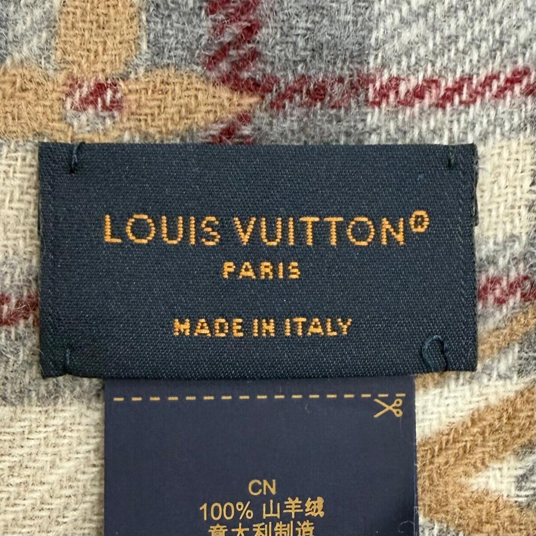 Great LOUIS VUITTON Scarf Echarpe Monogram Gradient Tartan Brown cashmere M79199