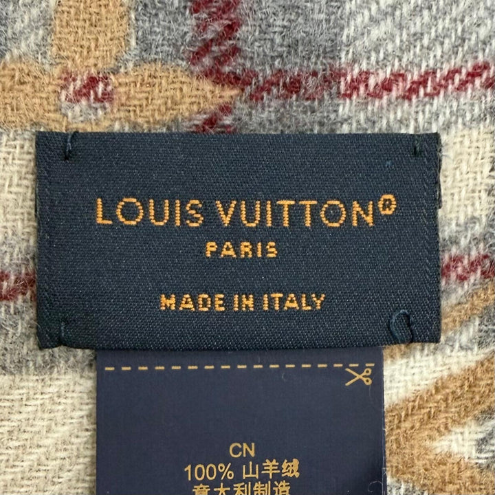 Great LOUIS VUITTON Scarf Echarpe Monogram Gradient Tartan Brown cashmere M79199