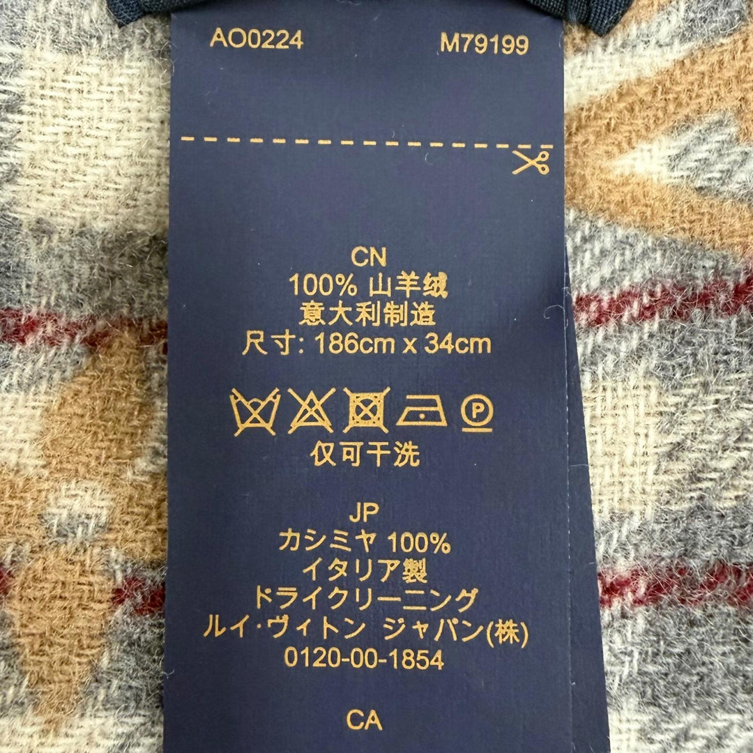 Great LOUIS VUITTON Scarf Echarpe Monogram Gradient Tartan Brown cashmere M79199