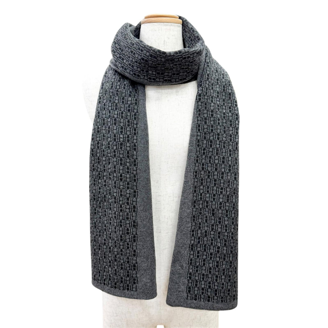 Great HERMES Scarf Margiela era H logo long Charcoal gray cashmere Women