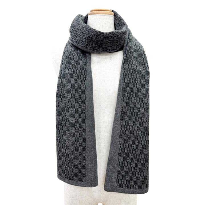 Great HERMES Scarf Margiela era H logo long Charcoal gray cashmere Women
