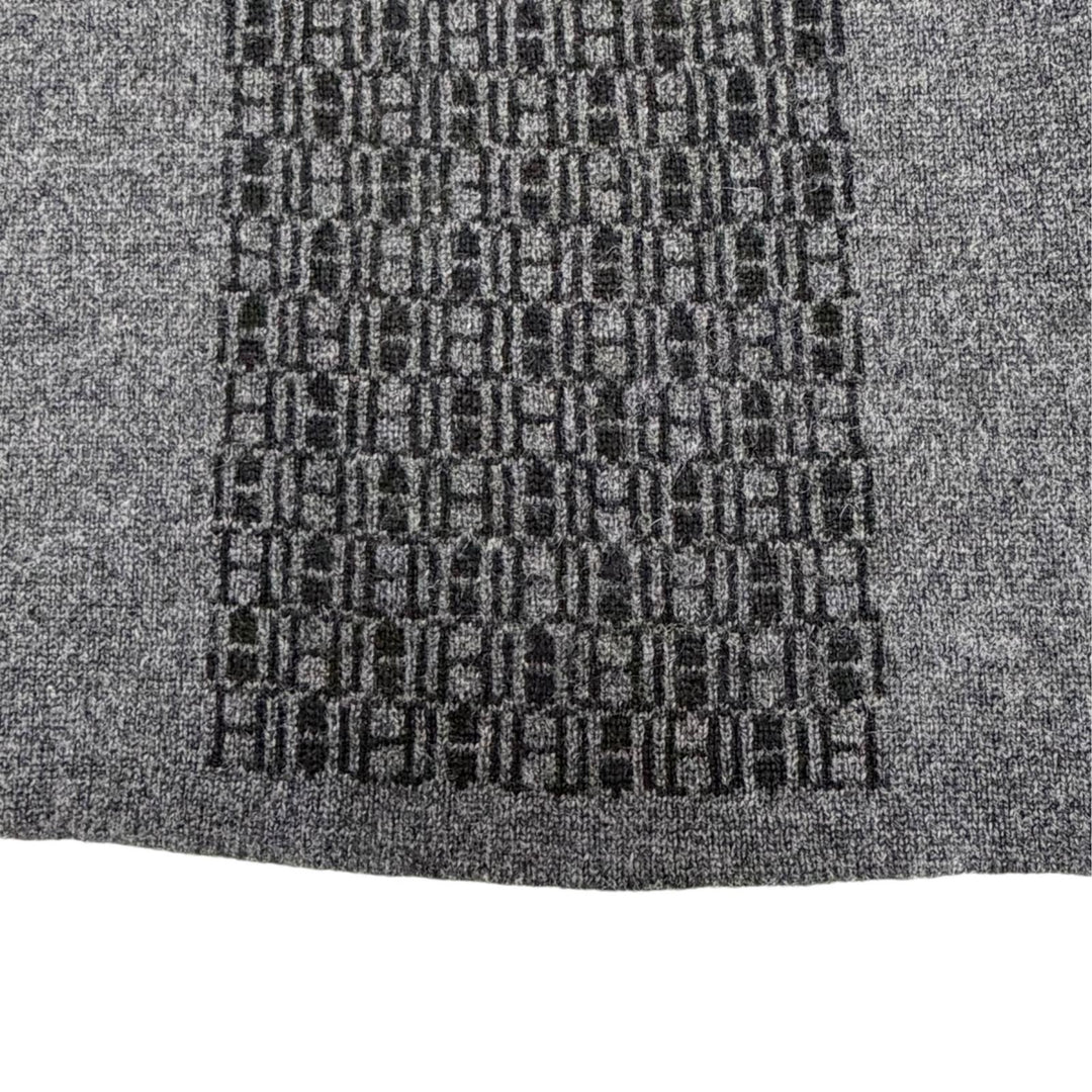 Great HERMES Scarf Margiela era H logo long Charcoal gray cashmere Women