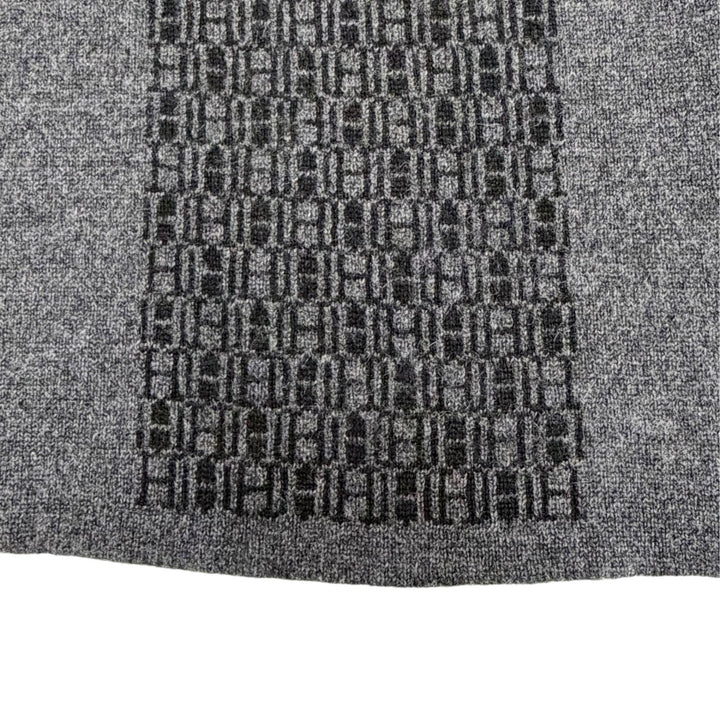 Great HERMES Scarf Margiela era H logo long Charcoal gray cashmere Women