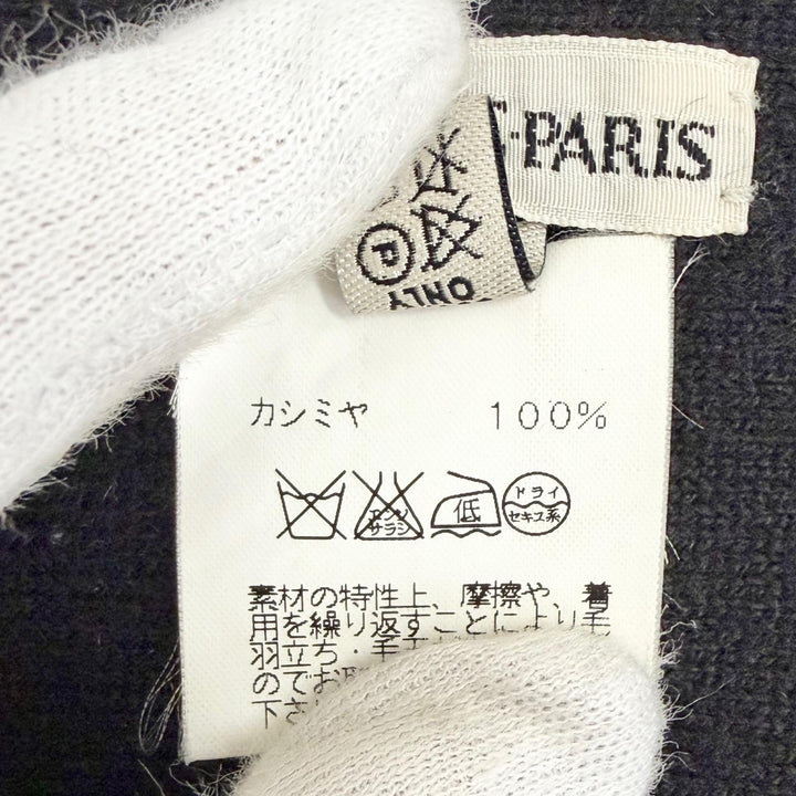 Great HERMES Scarf Margiela era H logo long Charcoal gray cashmere Women