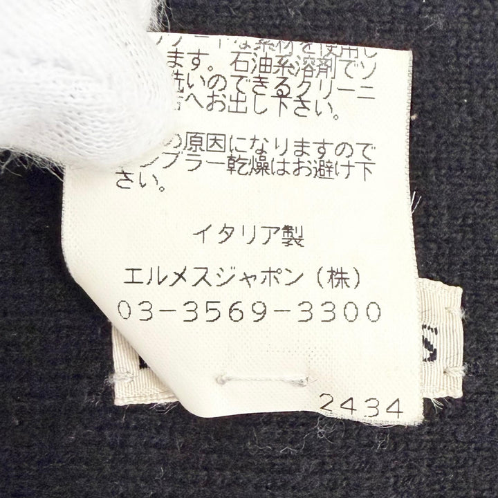 Great HERMES Scarf Margiela era H logo long Charcoal gray cashmere Women