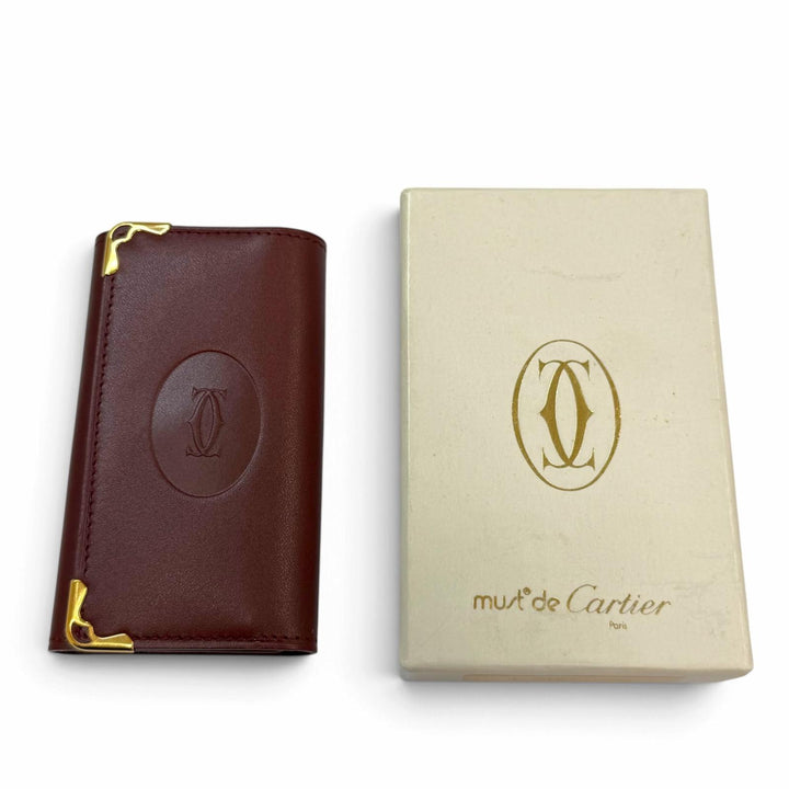 Pristine Cartier Key holder Must de Cartier six hooks Bordeaux leather mens
