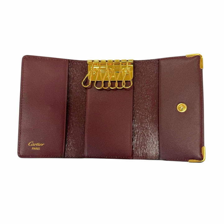 Pristine Cartier Key holder Must de Cartier six hooks Bordeaux leather mens