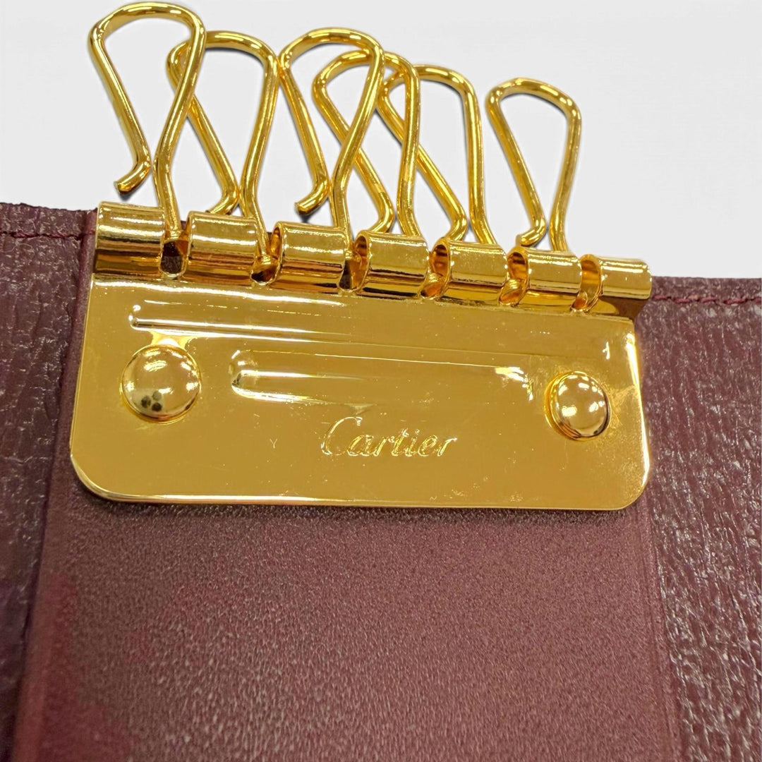 Pristine Cartier Key holder Must de Cartier six hooks Bordeaux leather mens