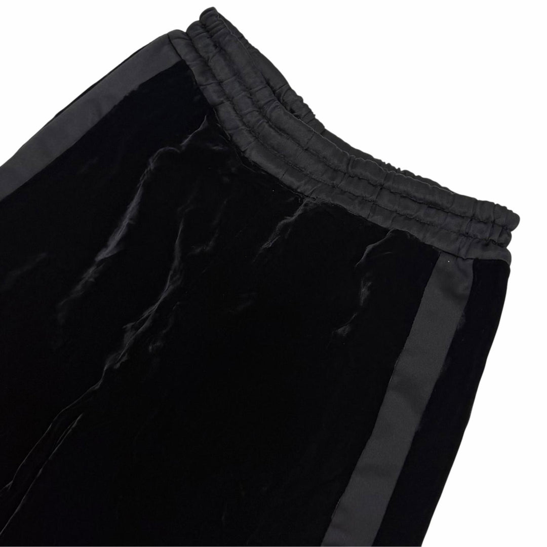 Excellent CHANEL Pants COCO Mark Velor black Viscose Women 36 P65296