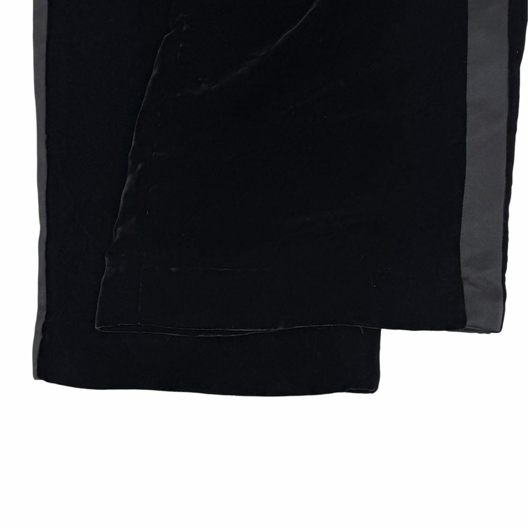 Excellent CHANEL Pants COCO Mark Velor black Viscose Women 36 P65296