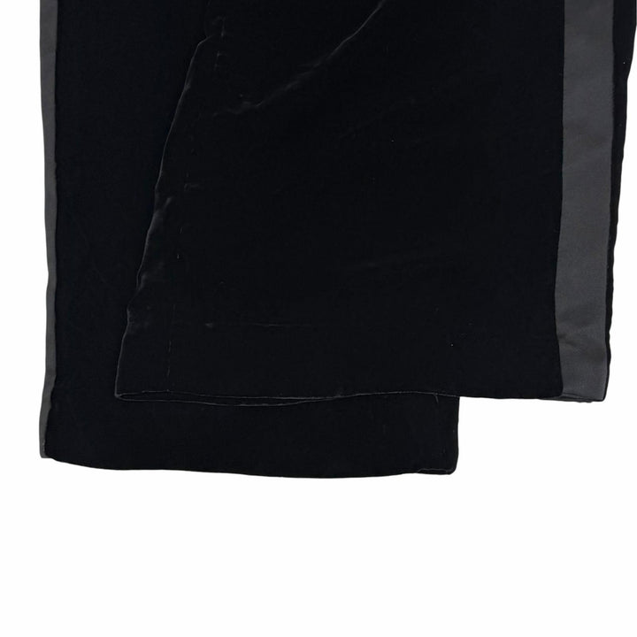 Excellent CHANEL Pants COCO Mark Velor black Viscose Women 36 P65296