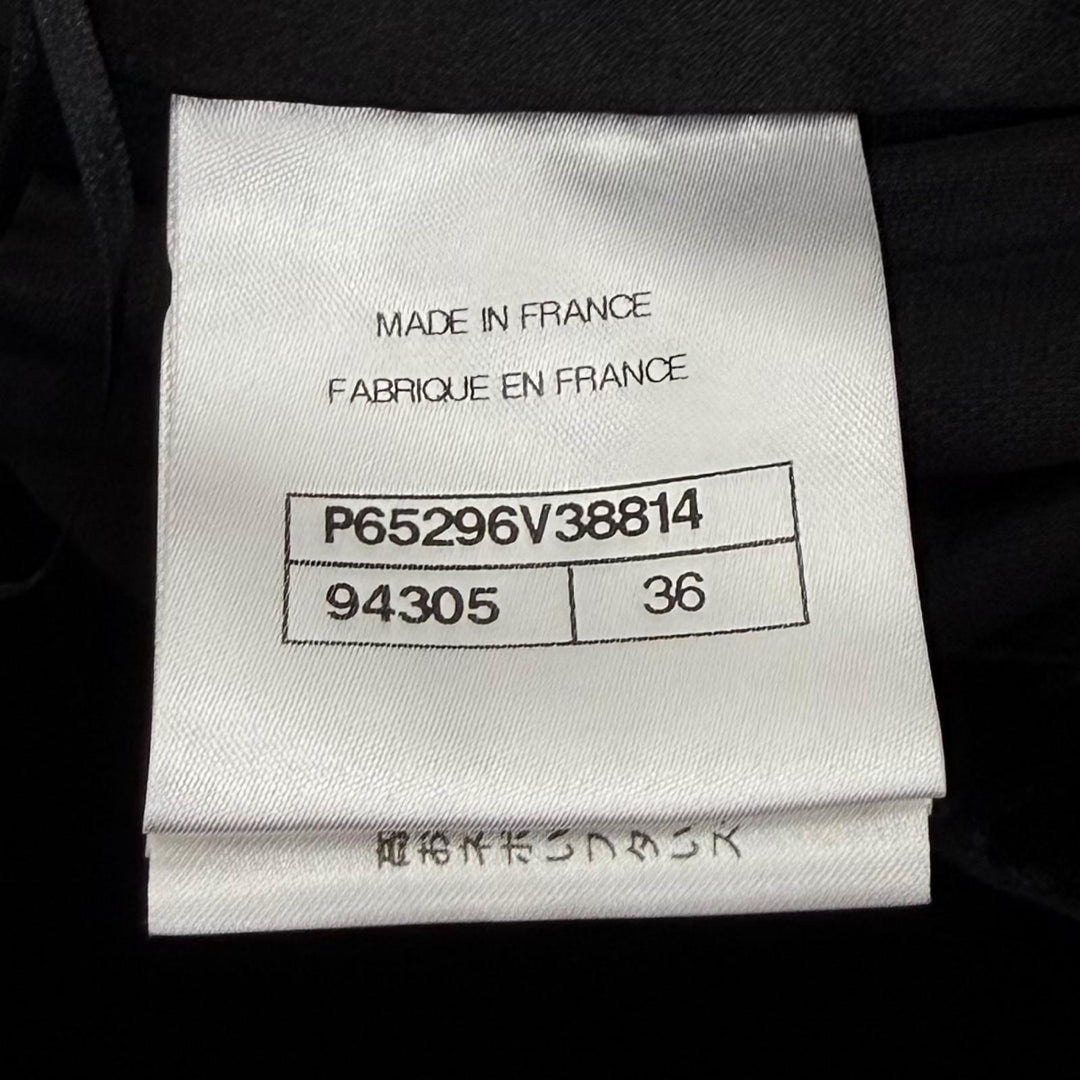 Excellent CHANEL Pants COCO Mark Velor black Viscose Women 36 P65296