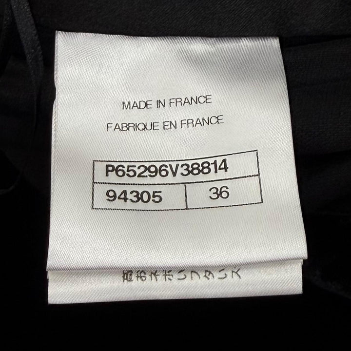 Excellent CHANEL Pants COCO Mark Velor black Viscose Women 36 P65296