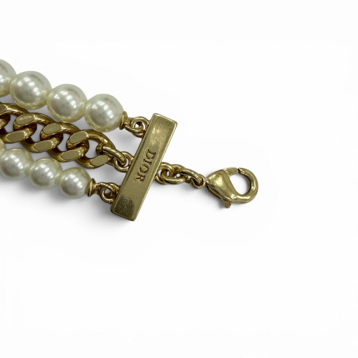 Great Christian Dior bracelet Montaigne 30 Toronto Ribbon Logo Metal Faux Pearl