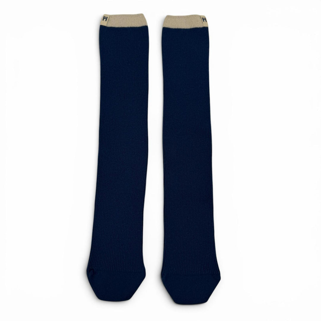 Pristine HERMES Traveler 3 Eye Mask, Room Socks, and Pouch Set Navy cashmere