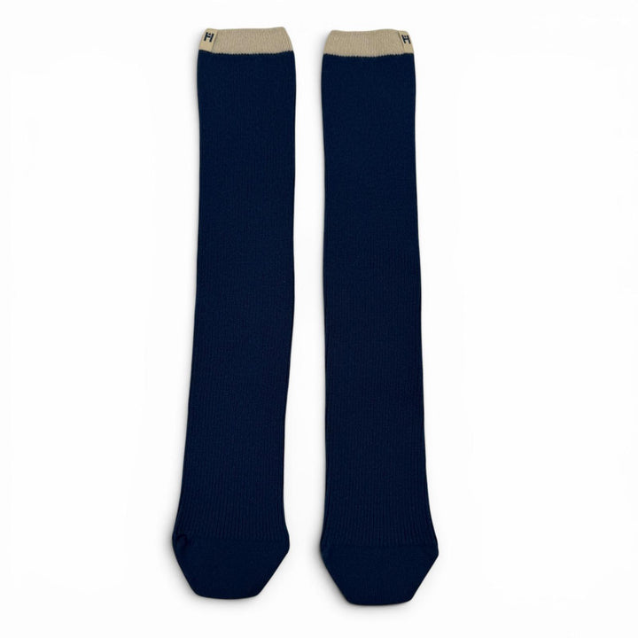 Pristine HERMES Traveler 3 Eye Mask, Room Socks, and Pouch Set Navy cashmere