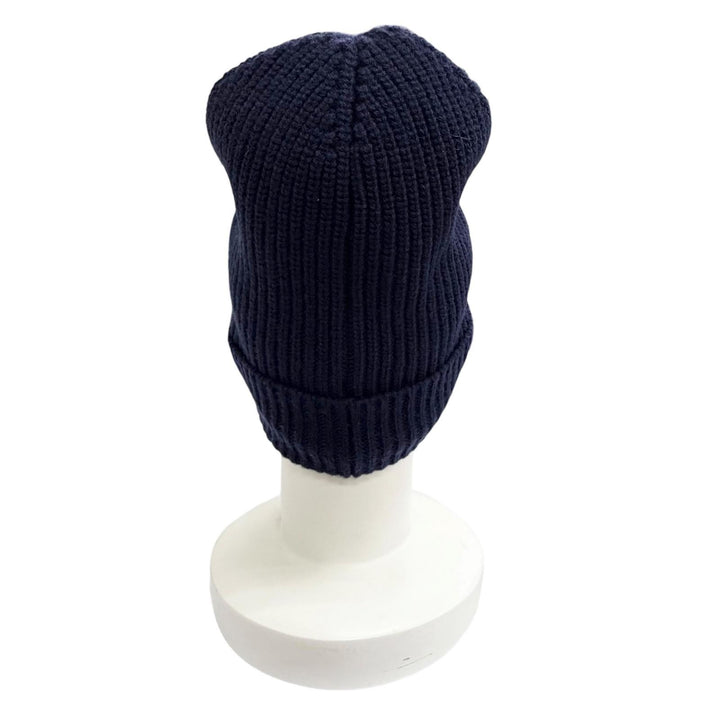 Pristine CELINE Knit cap Logo knit hat Navy wool Women 2A25R423P