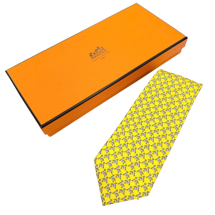 Pristine HERMES tie Cravat origami horse silk mens