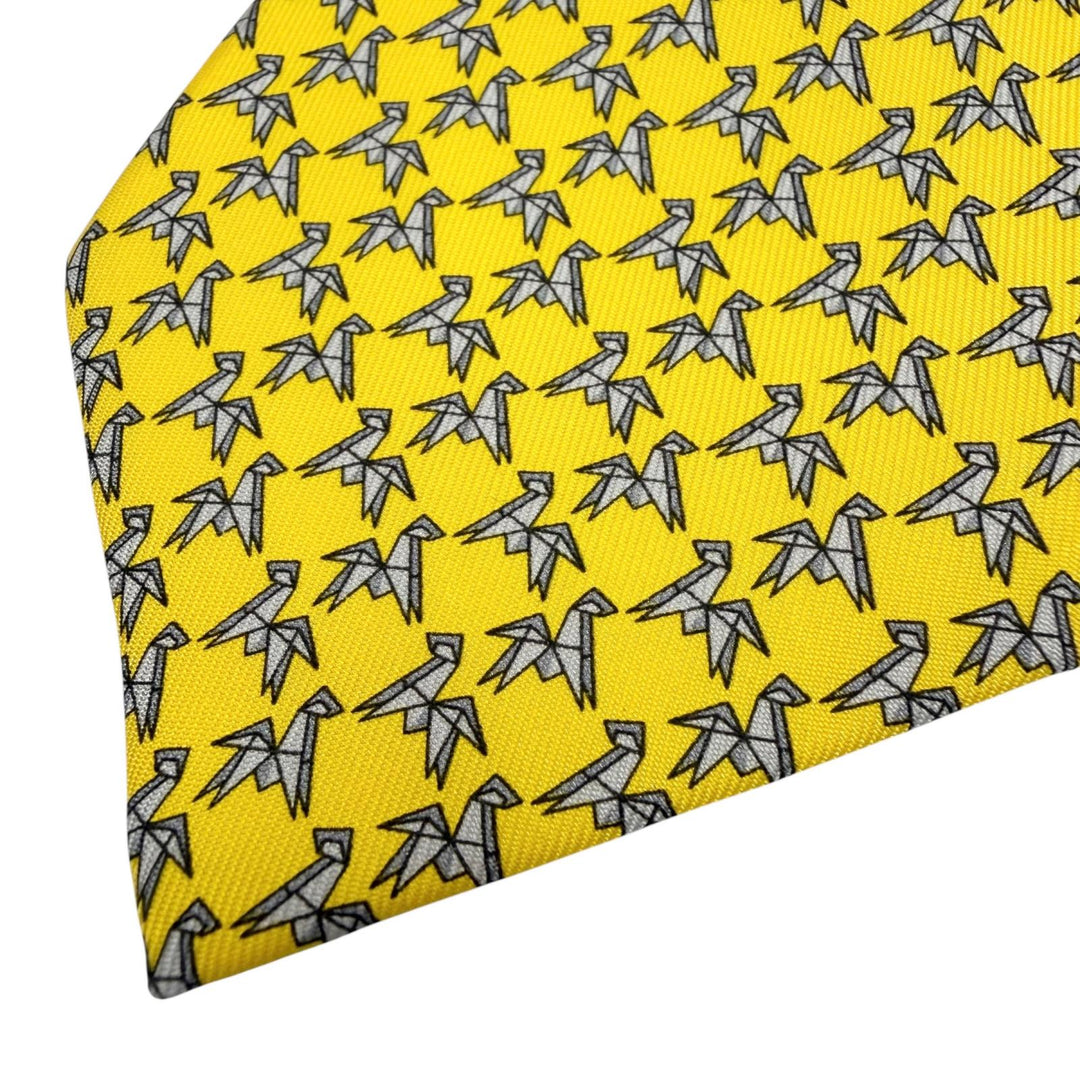 Pristine HERMES tie Cravat origami horse silk mens