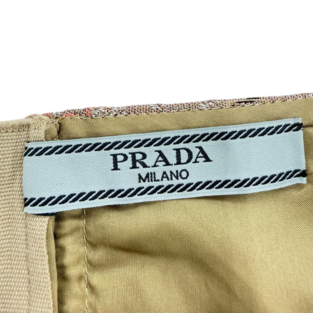 Excellent PRADA tops Jacquard ribbon design bustier pink acetate Women 42 P957E