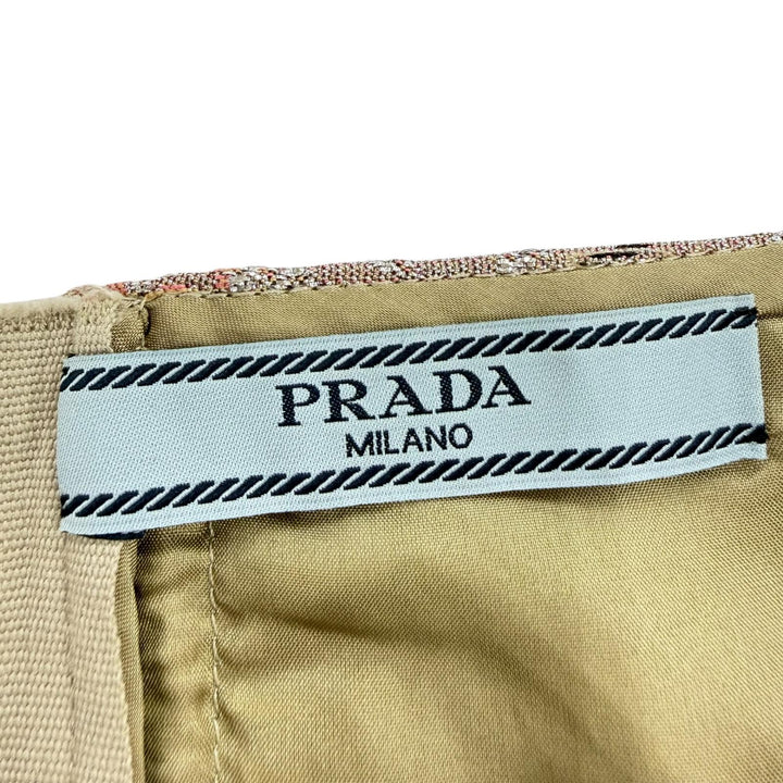 Excellent PRADA tops Jacquard ribbon design bustier pink acetate Women 42 P957E