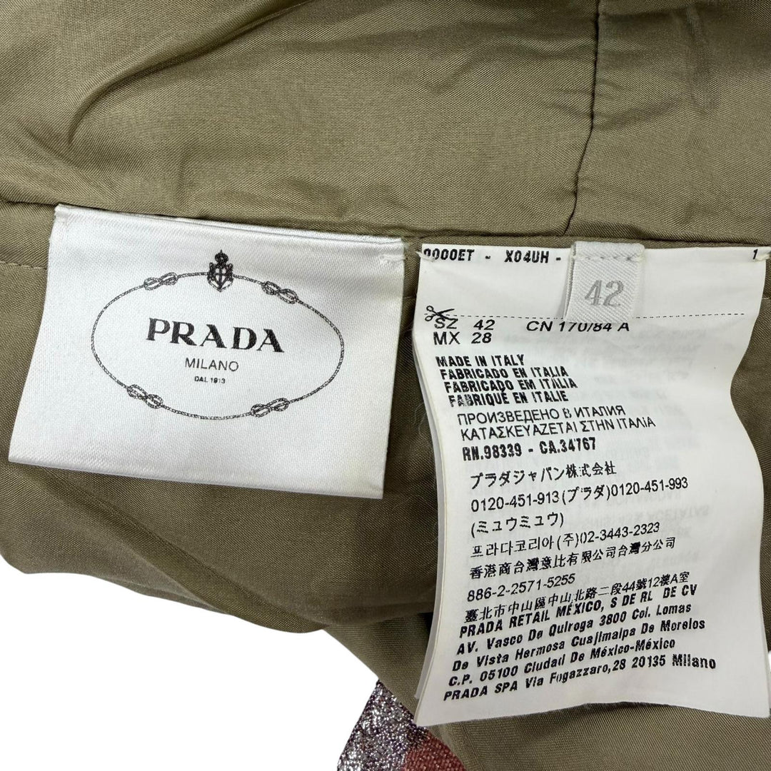Excellent PRADA tops Jacquard ribbon design bustier pink acetate Women 42 P957E