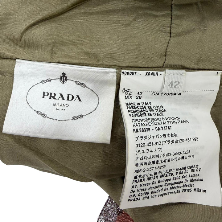 Excellent PRADA tops Jacquard ribbon design bustier pink acetate Women 42 P957E