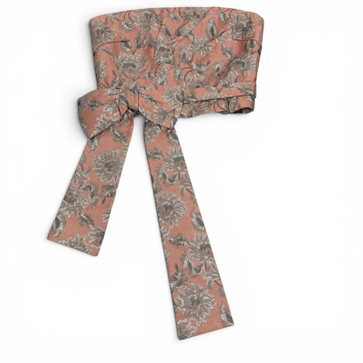 Excellent PRADA tops Jacquard ribbon design bustier pink acetate Women 42 P957E
