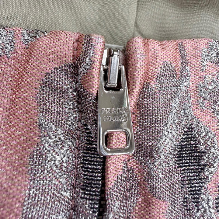 Excellent PRADA tops Jacquard ribbon design bustier pink acetate Women 42 P957E