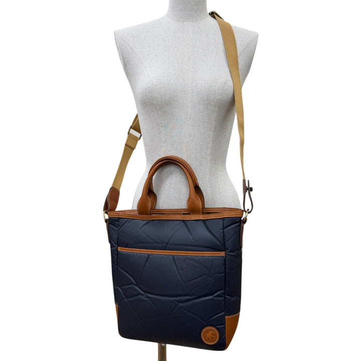 Great HUNTING WORLD Shoulder Bag Batue Cloth 2-Way Handbag Navy leather Women