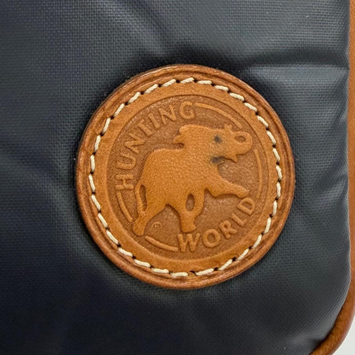 Great HUNTING WORLD Shoulder Bag Batue Cloth 2-Way Handbag Navy leather Women