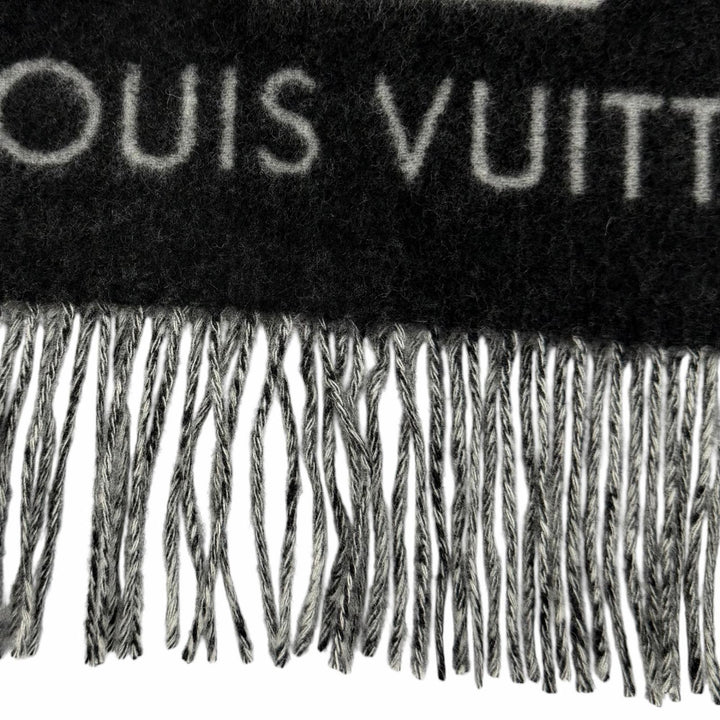 Excellent LOUIS VUITTON Muffler Reykjavik S00 Monogram fringe cashmere M71040