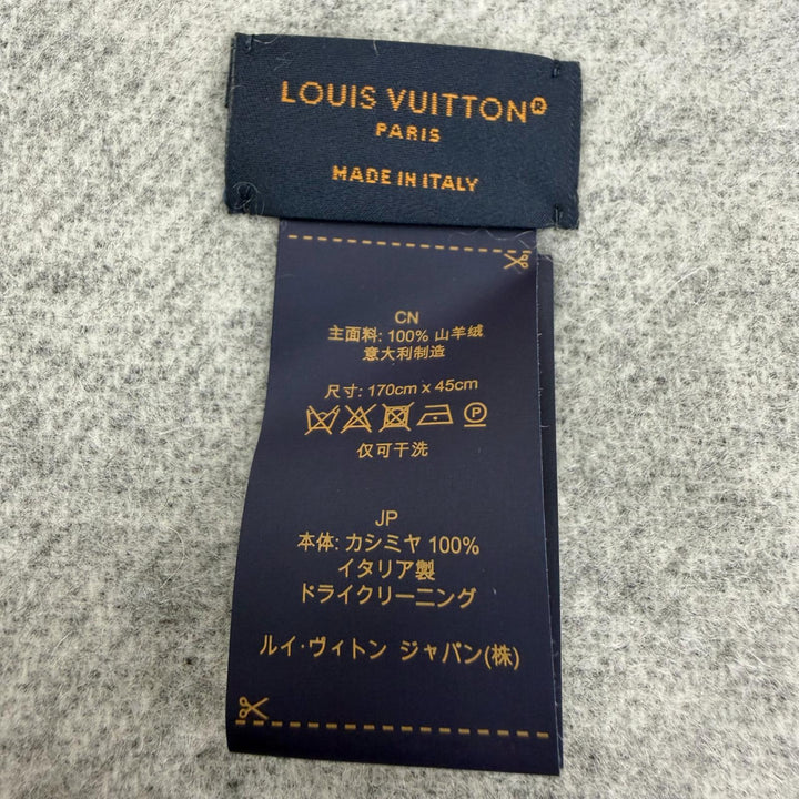 Excellent LOUIS VUITTON Muffler Reykjavik S00 Monogram fringe cashmere M71040