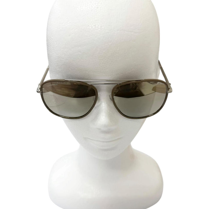 Great CHANEL sunglasses Double-bridge mirrored aviator glasses