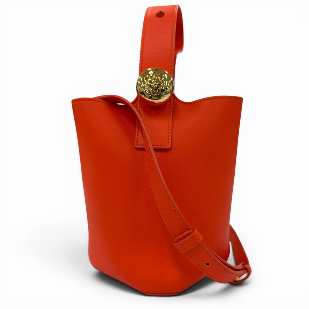 Great LOEWE Handbag Pebble Bucket Bag Mini 2WAY Shoulder Bag vivid orange Smooth