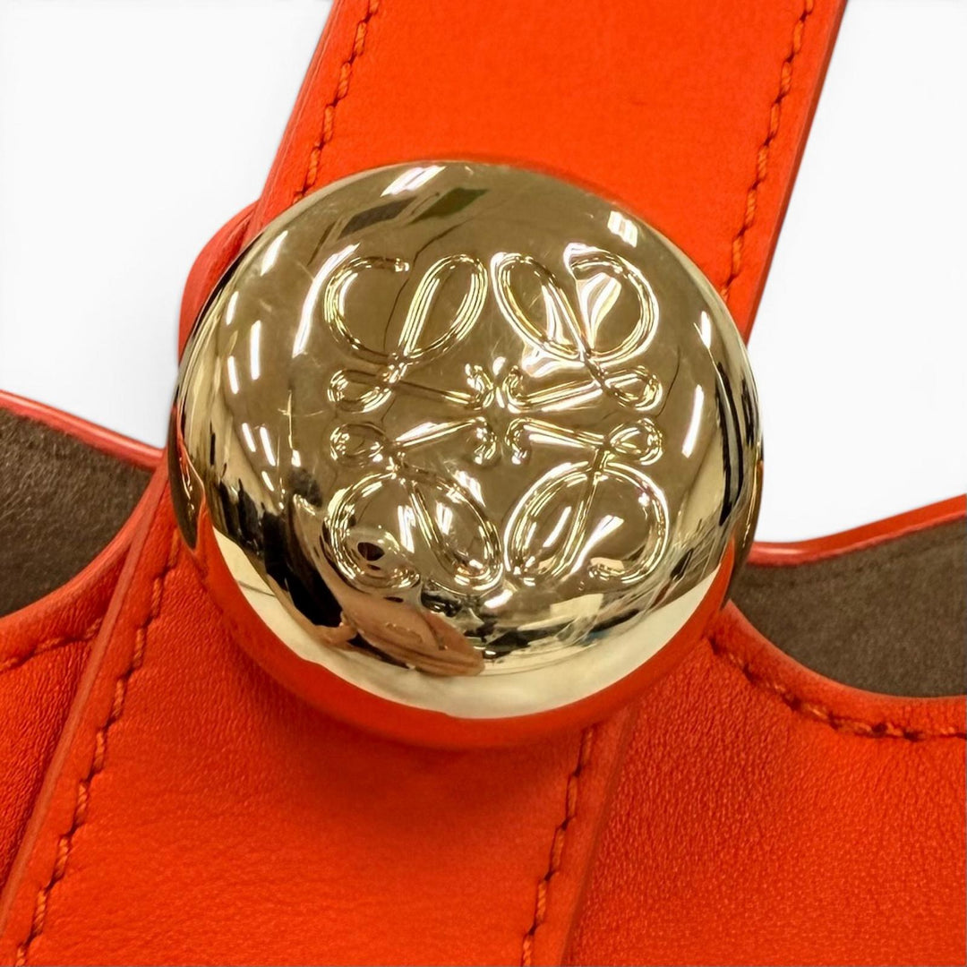 Great LOEWE Handbag Pebble Bucket Bag Mini 2WAY Shoulder Bag vivid orange Smooth