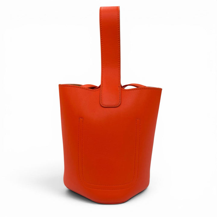 Great LOEWE Handbag Pebble Bucket Bag Mini 2WAY Shoulder Bag vivid orange Smooth